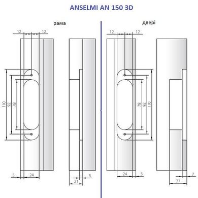 Петля скрытого монтажа ANSELMI AN 150 3D40 MC матовый хром
