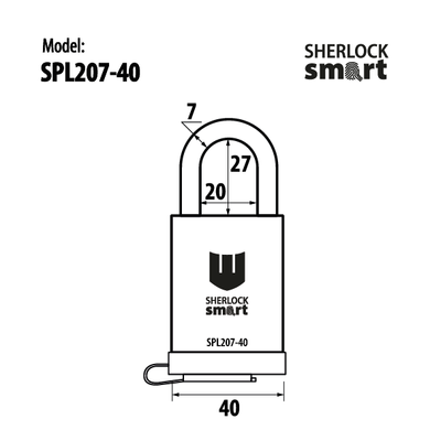 Smart навісний замок Шерлок SPL-207-40, відкриття по відбитку пальця
