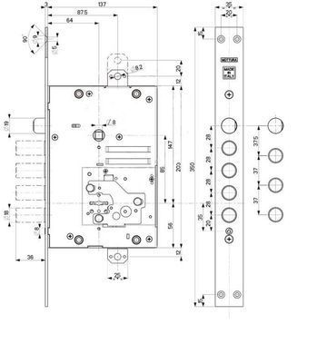 Врезной замок Mottura 52J535 MY KEY накладки хром (правый)