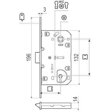Механізми для міжкімнатних дверей AGB Mediana Evolution WC сатин хром