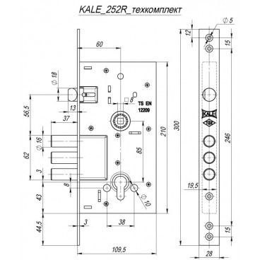 Корпус замку Kale 252 R w/b нікель
