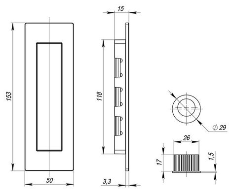 Ручки для раздвижных дверей Armadillo SH010 URB SN-3 Матовый никель