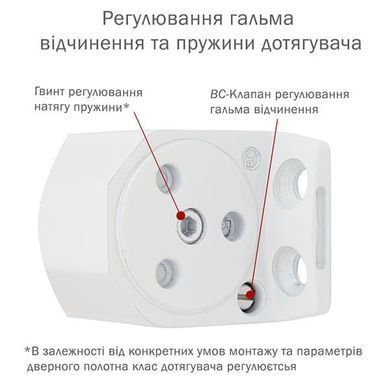 Доводчик RYOBI DS-2550 BC STD с фиксацией до 80кг Белый
