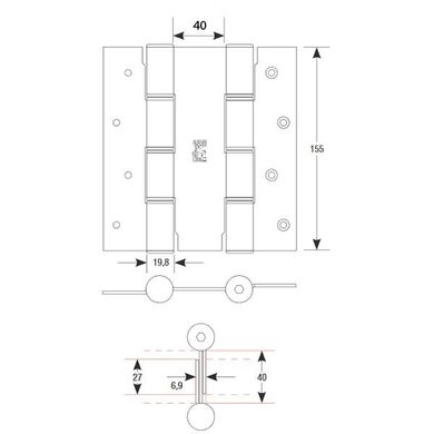 Петля барная ALDEGHI LUIGI 87AC155-40 155 мм AC хром