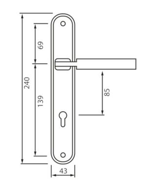 SIBA Ручка дверна ASSISI на планці PZ - 85 мм мат.нікель - хром (22 07)