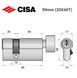 Цилиндр CISA C2000 90T (30*60T) никель матовый 3 ключа