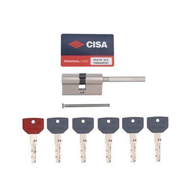 Цилиндр CISA ASIX P8 PRO 85T (55*30T) со штоком никель матовый 5+1 ключ