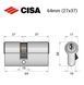 Цилиндр CISA C2000 64 (27*37) никель матовый 5 ключей