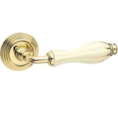 Дверная ручка Fimet Lady полированная латунь/белый фарфор золотая полоска