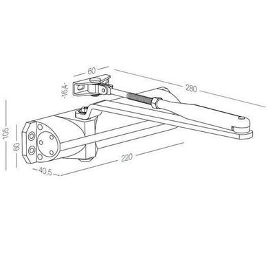 Доводчик ECO-Schulte TS-10D срібний RAL9006, EN2/3/4, стандартна тяга