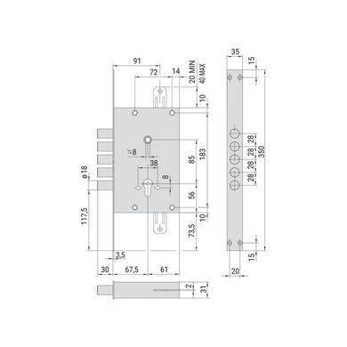 Механизм замка CISA 56525 Revolution Pro редукторный с блокировкой (BS67,5мм) хром матовый