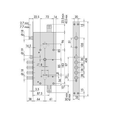 Механизм замка CISA В58735 Revolution Pro двухсистемный (BS64*85мм)