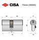 Цилиндр CISA C2000 75 (30*45) никель матовый 5 ключей