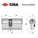 Цилиндр CISA C2000 70 (30*40) никель матовый 3 ключа