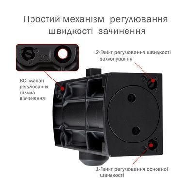 Доводчик RYOBI D-1200T BC SLD HO с фиксацией до 40кг Черный